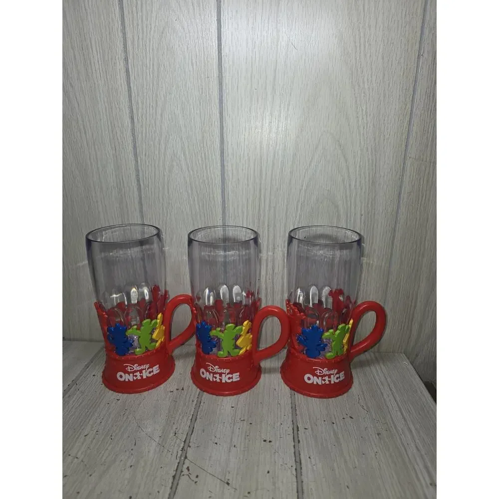 Disney On Ice Souvenir Mickey Mouse & Friends Light Up Plastic Mugs Set 3 Read